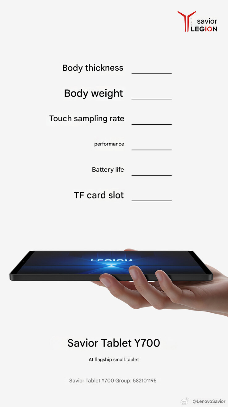 Lenovo laat weten dat de Legion Tab Gen 4 een TF-kaartsleuf krijgt (Afbeelding bron: Lenovo - machine vertaald)