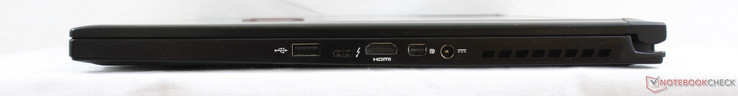 Rechts: USB 2.0, USB Type-C met Thunderbolt 3, HDMI 2.0, mini-DisplayPort 1.2, AC-voeding