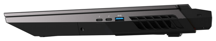 Rechterzijde: 2x Thunderbolt 4/USB 4 (Type C; Displayport), USB 3.2 Gen 2 (Type A)