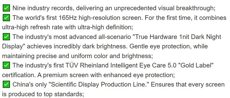 De displayspecificaties van de OnePlus 15. (Afbeeldingsbron: BOE)