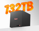 De ME Pro 370 met vier schijfcompartimenten is in China verkrijgbaar vanaf ongeveer 634 dollar. Afgebeeld: een promotiefoto van de NAS waarop de ondersteuning voor 132 TB opslagruimte wordt benadrukt.