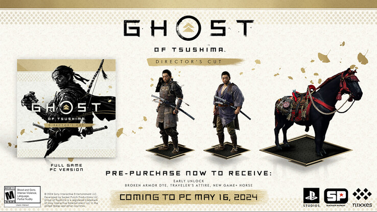 Ghost of Tsushima Director's Cut pre-order bonussen (afbeelding via PlayStation)