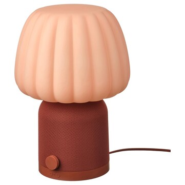 De Kulglass Bluetooth luidsprekerlamp in roodbruin met roze (Afbeelding bron: IKEA)