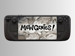 Het logo van Mewgenics en het Steam Deck. 