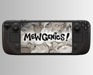 Het logo van Mewgenics en het Steam Deck. 