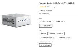 Minisforum Venus-serie NPB5, configuraties (bron: Minisforum)