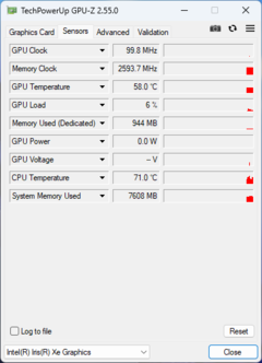 GPU-Z: Intel Iris Xe Graphics 96 EU's