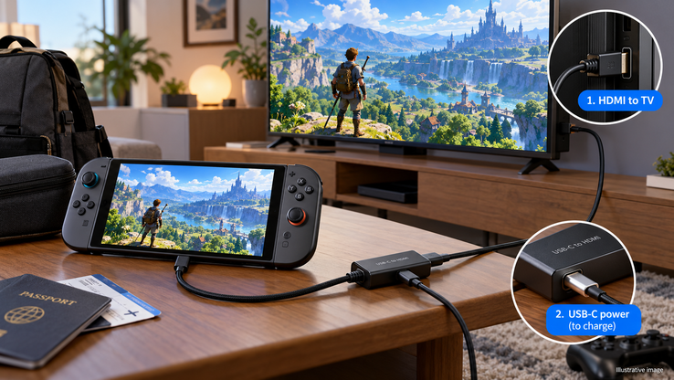 Nintendo Switch aangesloten op tv