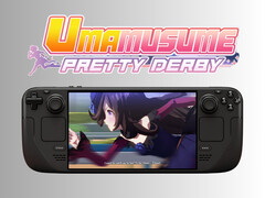 Umamusume: Pretty Derby draait op de Steam Deck OLED met logo (Afbeelding bron: Cygames, Steam met bewerkingen)