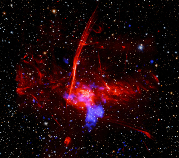 Een opname van de supernova, gemaakt door de Chandra-telescoop.