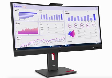 Vooraanzicht van de Lenovo ThinkVision T34WD-monitor. 