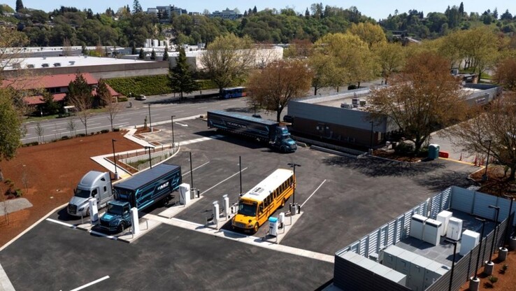 Test MCS laadstation voor elektrische vrachtwagens en bussen in Portland (foto: CharIN)