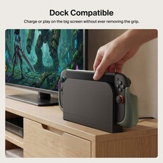 De Belkin Charging Grip hoeft niet losgemaakt te worden wanneer u de Switch 2 dockt.