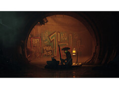 Een screenshot van het spel Stray dat de gedetailleerde cyberpunk-omgeving laat zien. (Afbeelding Bron: Steam)