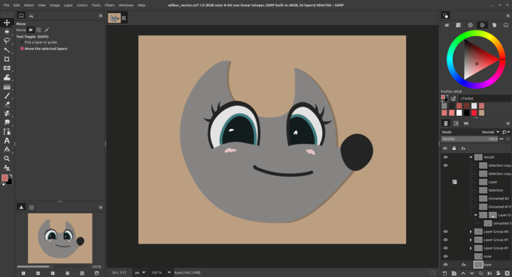 Vectorlagen komen naar GIMP 3.2. (Afbeeldingsbron: @aka_reju op Mastodon)