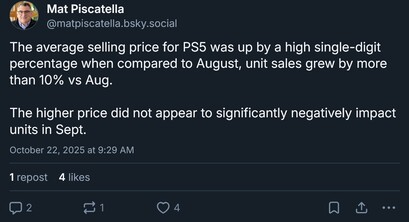 Circana PS5 console verkoop voor september 2025 (Afbeelding bron: Mat Piscatella Bluesky account)