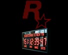 Rockstar Games logo met klok die aftelt tot de releasedatum van GTA 6