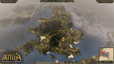 Een afbeelding van de wereldkaart in Total War: Attila.