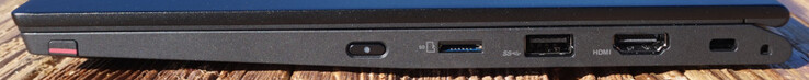 Rechts: ThinkPad Pen Pro, aan/uit-knop, microSD, USB-A (10 Gbps), HDMI 2.0, Kensington Lock