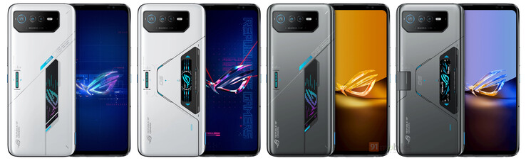 Een vergelijkend overzicht van de ROG Phone 6, 6 Pro, 6D en 6D Ultimate (van links naar rechts). (Bron: 91Mobiles)