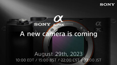 Sony's teaser voor een nieuwe cameralancering op 29 augustus lijkt eerdere geruchten over een update van de A7C compacte full-frame camera te bevestigen. (Afbeelding bron: Sony - bewerkt)