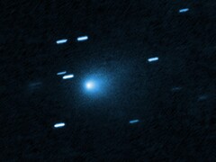 Een beeld van de interstellaire komeet 3I/ATLAS vastgelegd door Hubble (Beeldbron: NASA, ESA, David Jewitt en Joseph DePasquale; bijgesneden)