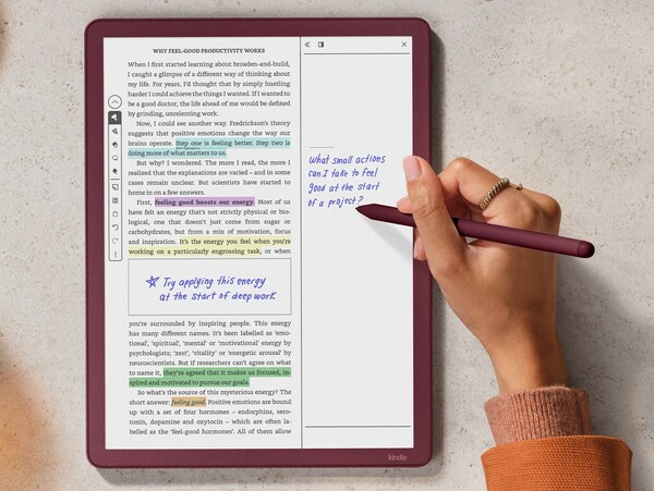 De Kindle Scribe Colorsoft wordt geleverd met een Premium Pen in de doos. (Afbeeldingsbron: Amazon)