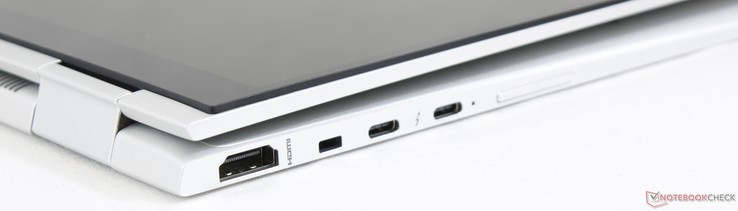 Rechterkant: Volumeknop, 2x USB Type-C + Thunderbolt 3, DriveLock, HDMI 1.4