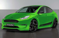 De voorkant van de getunede Tesla Model Y heeft een veel agressiever ontwerp (Afbeelding: Irmscher)
