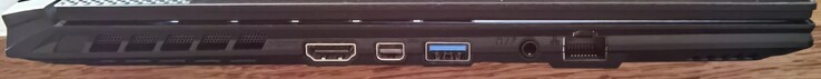 Links: HDMI 2.1, Mini DisplayPort 1.4, USB Type-A 3.2 Gen. 1, gecombineerde 3,5 mm audio-aansluiting, 2,5 Gb/s LAN