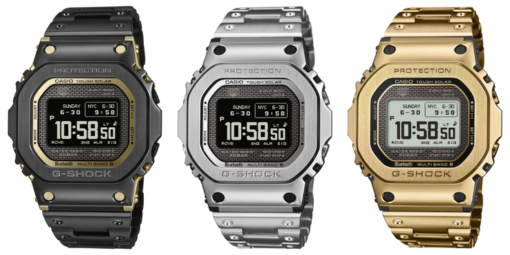 Van links naar rechts: de Casio G-Shock GMW-BZ5000BD-1, GMW-BZ5000D-1 en GMW-BZ5000GD-1 horloges. (Afbeeldingsbron: Casio)