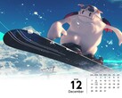 Final Fantasy 7 kalender wallpaper met snowboarden (Afbeelding bron: Square Enix met bewerkingen)