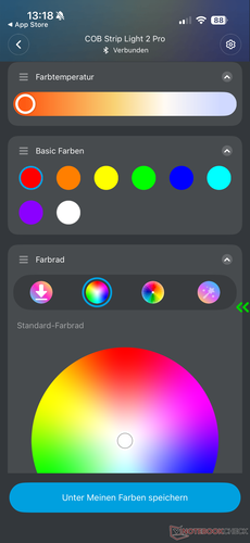 Een breed scala aan instellingen voor lichtkleur en meer