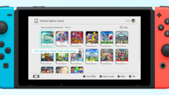 Virtueel Game Card-menu op de interface van de Nintendo Switch met populaire titels zoals The Legend of Zelda: Tears of the Kingdom, Splatoon 3 en Pokémon Scarlet. (Afbeeldingsbron: Nintendo)