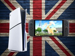 PS5- en Switch 2-consoles getoond op achtergrond van vlag van de Union Jack (bron: Sony PlayStation, Nintendo met bewerkingen)