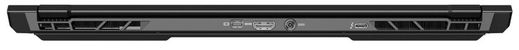 Achter: Mini DisplayPort 1.4, HDMI 2.0, voeding, Thunderbolt 3