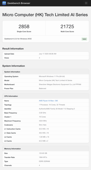 (Afbeeldingsbron: Geekbench)