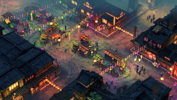 Een afbeelding van een stad in Shadow Tactics: Blades of the Shogun.