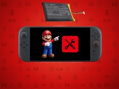 Switch 2 batterij getoond met console en Nintendo Support pictogram