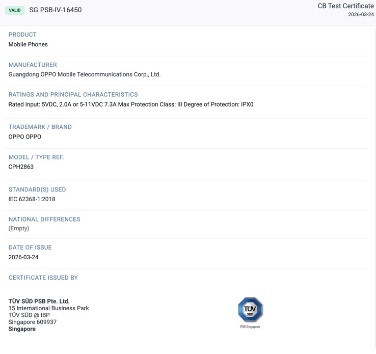 De TÜV SÜD-certificering suggereert 80W laadondersteuning.
