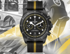 De Tudor Pelagos FXD Chrono Yellow (afbeelding) heeft een eigen 43 mm kast van mat carboncomposiet. (Afbeeldingsbron: Tudor)