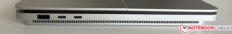 Linkerkant: USB-A 3.2 Gen.1 (5 Gbps), 2x USB-C 4.0 w / Thunderbolt 4 (40 Gbps, DisplayPort-ALT-Mode 1.4, Power Delivery)