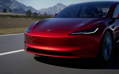 De voorkant van de opgefriste Tesla Model 3 is een van de meest drastische veranderingen aan de esthetiek van het voertuig. (Afbeeldingsbron: Tesla)