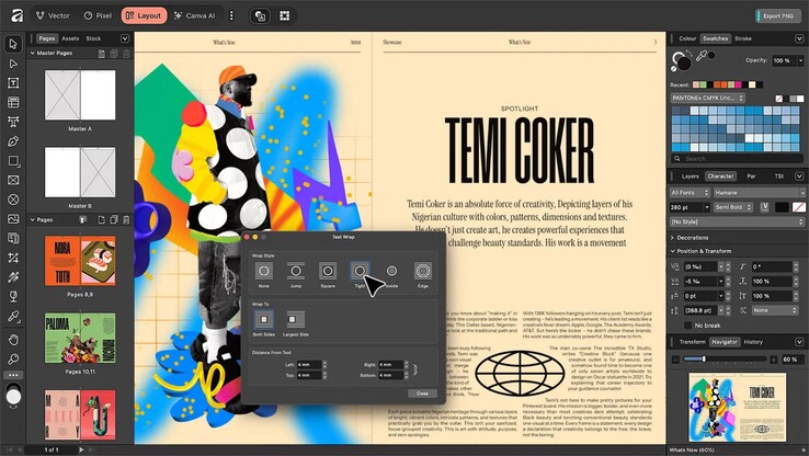 De lay-out persona biedt alle tools die eerder in Affinity Publisher te vinden waren