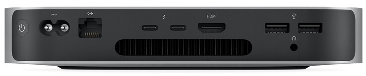 Achterkant: Stroomvoorziening, Gigabit LAN, 2x Thunderbolt 3 (incl. DP), HDMI, 2x USB-A 3.1 Gen 2, gecombineerde audio-aansluiting