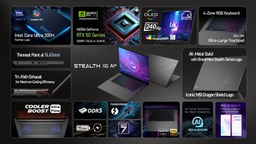MSI Stealth 16 AI+: Functieoverzicht. (Afbeelding Bron: MSI)