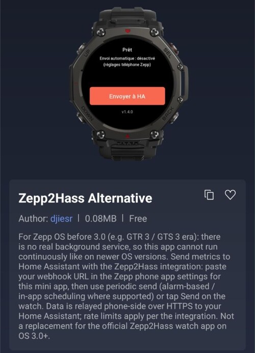 De Zepp2Hass Alternatieve Zepp Mini App voor Amazfit smartwatches