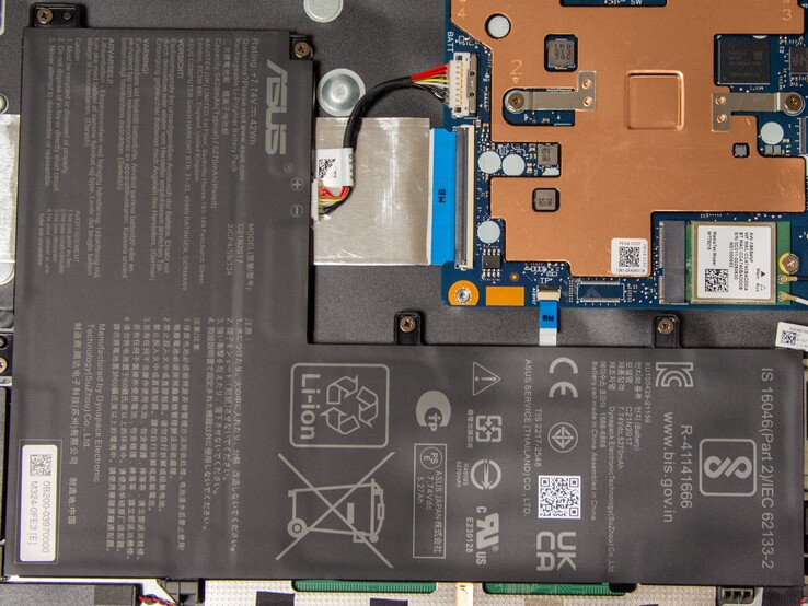De batterij van de Asus Chromebook CM14 heeft een capaciteit van 42 Wh.