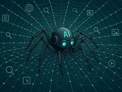 AI crawlers zijn bots, of geautomatiseerde programma&#039;s. Ze lijken op een spin en bewegen over het internet om informatie te verzamelen. (Afbeeldingsbron: ChatGPT / OpenAI)