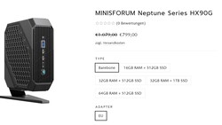 Minisforum HX90G configuraties (Bron: Minisforum)